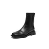 Súper cómodas~Botines cortos para mujer, nuevo estilo otoño e invierno 2025, forrados de felpa, tacón grueso, botas elásticas ajustadas para mujer