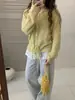 Suéter Pulóver de Encaje Patchwork con Lazo en la Cintura y Cuello Redondo 2026 Primavera Nuevo Estilo Coreano Holgado Dulce Tejido para Mujer