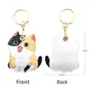 Portatarjeta de Acceso Temático de Gato, Alto Valor Estético, Lindo Diseño de Gato Calico Naranja, Llavero de Cuero, Compatible con Rastreador, Regalo Creativo