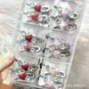 Pinza para el cabello con forma de fresa y lazo de pedrería estilo coreano de lujo ligero para niñas, pasador lateral, accesorio para el cabello al por mayor