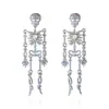 Pendientes de Calavera Esqueleto Transfronterizos Europeos y Americanos Pendientes Exagerados Divertidos Pendientes de Moda para Mujer con Diamantes Completos Pendientes de Joyería de Halloween