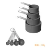 En stock juego de 8 piezas de taza medidora y cuchara medidora de acero inoxidable combinación mango de acero inoxidable con escala herramienta de cocina para hornear