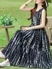 Novo vestido de verão de alta qualidade em algodão e seda, vestido de praia elegante estilo francês com alças para mulheres, pode ser usado ao ar livre, vestido único e bonito