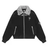2026 cárdigan casual de calle estilo británico color liso chaqueta de algodón con cuello de piel, moda juvenil, suministro al por mayor 34