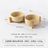 Série Estilo Creme Tigela Reta Listrada com Suporte para Tigela Cerâmica Doméstica Tigela para Pet Grande Capacidade Tigela para Gato Tigela para Cachorro Tigela para Beber