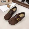 Zapatos de mujer estilo Birkenstock, piel auténtica, estampado de leopardo retro integral, colección otoño 2026, versátiles, cómodos, planos, casuales y sin cordones