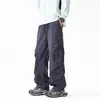 Novas calças cargo de trabalho estilo americano resistentes a rugas, marca de moda high street, calças casuais de corte reto soltas para primavera e outono, bege