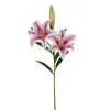 Fábrica de Origen Productos de Calidad Transfronterizos Flores Artificiales Lirio Fragante de Tres Cabezas Boda Hotel Jardín Decoración Flores Falsas Venta al por Mayor
