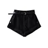 Shorts de Moda para Mujer YPFF Estilo Europeo y Americano Talla Pequeña Pantalones Rectos Dobladillos Tendencia Callejera Vaqueros Lavados de Cintura Alta