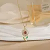 Colar para Mulheres, Flor de Zircônia Bauhinia Giratória da Moda Nicho Moda Novo Design Pingente Titânio Aço Colar de Temperamento