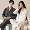 Pijama de Pareja Thermolite Otoño/Invierno Cepillado Temperatura Constante Manga Larga Hombre/Mujer Engrosado Cálido Moderno Conjunto de Ropa de Casa