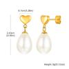 Joyería de Agua Creek de Primavera Acero Inoxidable Circonita Perla de Imitación Gotas de Agua Flor de Perlas Doradas Aretes Dorados ED-782
