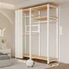 Arara de Roupas de Chão Guarda-Roupa Aberto para Quarto Prateleira de Metal Aço para Hall de Entrada Prateleira de Armazenamento de Roupas para Pendurar Montagem