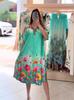 Ropa para Mujer Verano 2025 Transfronterizo Europeo y Americano Amazon Moda Vestido de Bolsillo Estampado Floral Cuello Solapa Manga Corta
