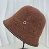 Sombrero de Pescador Estilo Coreano Estilo Fragante para Mujer Otoño e Invierno Estilo Occidental Todo Fósforo Sombrero de Cubo Tejido para Cara Pequeña Cálido Borde de Cuero Sombrero de Cubeta