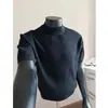2026 Nuevo Estilo Old Money de Punto Canalé de Cuello Alto Medio de Manga Corta para Hombre Ajustado Versátil Camiseta de Verano Top para Hombre