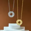 Estilo Indiferente moneda de cobre lingote forma geométrica redonda acabado cepillado destello diamante rosquilla colgante collar unisex estilo versátil