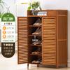 Armário de sapatos simples para porta de casa, economizador de espaço, armário de entrada respirável, varanda, armário de armazenamento multicamadas de bambu, sapateira