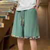 Novos Shorts Estilo Chinês Masculino Verão 2025 Novas Calças Esportivas Meia-Calça Bordada Solta Casual Calças de Cinco Pontos para Meninos