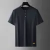 Dropshipping Verano Ultra-Delgada Camiseta Deportiva Casual de Seda de Morera de Manga Corta para Hombres Conjunto de Dos Piezas para Hombres de Mediana Edad