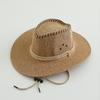 Chapéu de sol masculino de verão, chapéu grande de cowboy ocidental, chapéu de montaria, chapéu de acampamento ao ar livre, chapéu de couro sintético, chapéu legal
