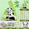 Bolso de Punto de Panda Set de Papelería Escolar Estudiantes de Primaria Souvenir Práctico Regalo para Clase de Jardín de Infancia