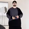 Moletom de retalhos outonal com gola redonda, modelo novo 2026, plus size, para pessoas altas e corpulentas, casual e estiloso, moderno e versátil