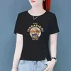E-commerce Transfronteiriço Desconto Moda Mãe Tamanho Grande Marca Camiseta Manga Curta Moda Feminina Versátil Chique Top Modelador Verão