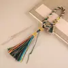 Anel de dedo tibetano botão fio de algodão esfregado à mão franja franja colorida estilo étnico chaveiro pingente acessório de bolsa franja para pendurar