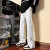 Pantalones Deportivos Nuevos de Otoño Estilo Americano con Cremallera para Hombre, Pantalones Casuales Versátiles de Pierna Ancha Acampanada para Otoño e Invierno, Pantalones de Longitud al Suelo con Estilo