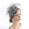 Tocado de Malla Retro Popular de Amazon para Novias Diadema de Moda Europea y Americana Velo Sombrero de Copa Tocado de Plumas Horquilla