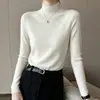 Camiseta fina de punto fino con cuello semi-alto para mujer, nuevo top interior de otoño e invierno, suéter de color liso ajustado, transfronterizo