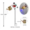Lámpara de Suelo con Forma de Tetera, Muñeco de Nieve Navideño de Hierro Forjado Transfronterizo, Luz Solar para Exteriores Temática Navideña con Enchufe, Luz Decorativa para Jardín