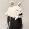 Gorra de Béisbol de Felpa de Cordero Cálida y Linda con Orejas de Conejo para Otoño e Invierno