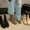 2026 Botas Cortas de Montar Retro de Tacón Grueso Moda Estilo Francés Botines Ajustados al Tobillo Botas Cortas Versátiles para Mujer Otoño e Invierno