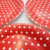 Pratos de Papel Coloridos com Bolinhas Vermelhas Descartáveis 7 polegadas 9 polegadas Pratos de Papel para Churrasco Festa Pratos de Papel com Bolinhas