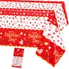 Mantel del Día de San Valentín de Amazon Transfronterizo Suministros para Fiesta de Aniversario Decoración de Propuesta de Boda Compromiso Mantel de Plástico