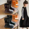Botas de caballero retro para niña, nuevas botas de media caña otoño 2026, botines de plataforma gruesa para aumentar altura, versátiles botas de cuero estilo western