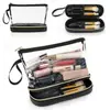 Bolsa Cosmética Transparente de Lunares Multifuncional Doble Capa Gran Capacidad PVC Almacenamiento de Cosméticos Portátil Viaje Separación Seco y Húmedo