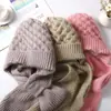Conjunto de Chapéu de Neve e Cachecol Estilo B, Chapéu Espesso para Outono e Inverno, Chapéu de Lã Tricotado para Mulheres, Chapéu Quente, Chapéu de Lã com Forro de Fleece à Prova de Frio