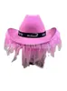 Nuevo sombrero de vaquero occidental de pelo rosa sombrero para estilismo de Carnaval navideño con luces LED luminosas