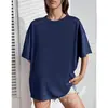 Camiseta básica lisa de poliéster de manga corta y cuello redondo para hombre y mujer, estilo pareja, top casual, especial transfronterizo