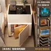 Mesita de Noche Inteligente Caja Fuerte Integrada para Dormitorio Hogareño Madera Maciza Cerradura de Alta Gama Lujo Ligero Multifuncional Gabinete de Almacenamiento Negro