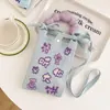 Novo design de nicho bonito dos desenhos animados Mini malha saco do telefone móvel All-match pequeno portátil Commuter Crossbody pequeno saco quadrado