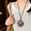 Dinheiro Antigo Estilo Chinês! Colar Pingente em Tons de Marrom para Mulheres, Corrente Clavicular de Luxo de Alto Padrão, Acessório Longo de Verão