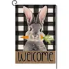 Venta al por mayor de fabricantes Banderas de Pascua para jardín transfronterizas con diseños de conejo y huevo para decoración de fondo de jardín y exterior