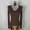 Top de punto sexy de cuello en V versátil ajustado para mujer, moda femenina de Dongdaemun, Corea