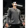 Estilo Old Money, camisa Henley de manga larga para hombre, colección de otoño, sudadera gruesa a rayas, creando un look sofisticado y elegante, top retro americano