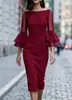 Vestido Bodycon de Manga Acampanada Ajustado de Doble Capa Transparente de un Solo Hombro para Mujer, Transfronterizo Europeo y Americano, Amazon, 2026