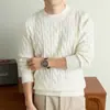 Novo suéter de tricô casual masculino com gola redonda e mangas compridas, texturizado, estilo old money, para outono e inverno, transfronteiriço